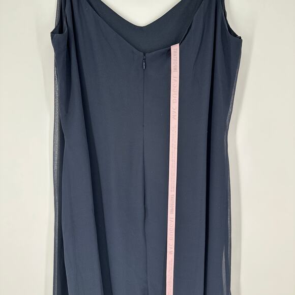 Mac Duggal Navy Blue Maxi Chiffon Sleeveless Plus Size Formal Gown Womens 14W - Picture 5 of 11